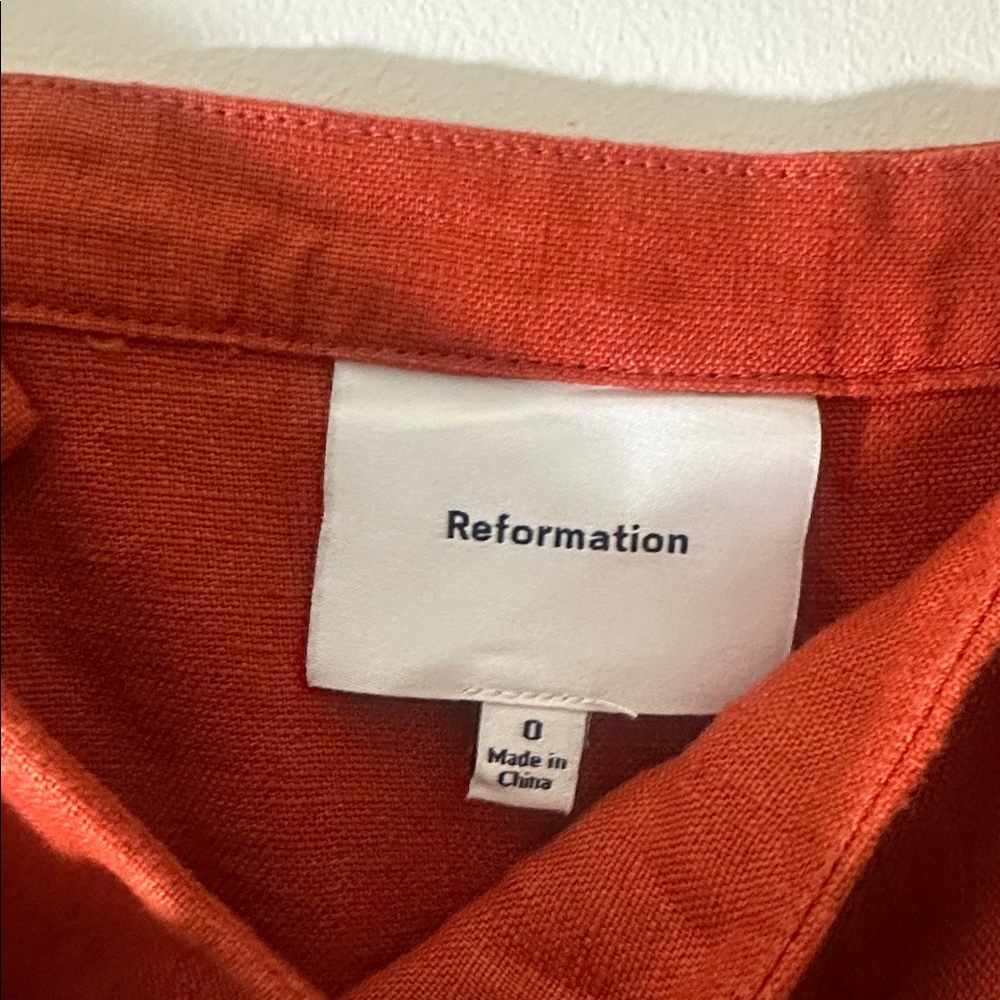 Reformation Orange Linen Satori Dress - Picture 3 of 3